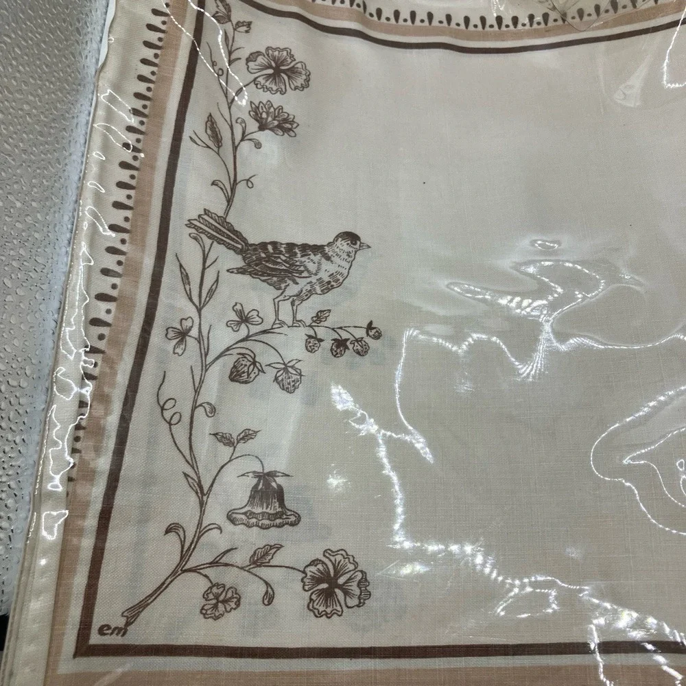 Linum Home Textiles Placemat Beige Floral Bird Design‎ Sustainable Cotton